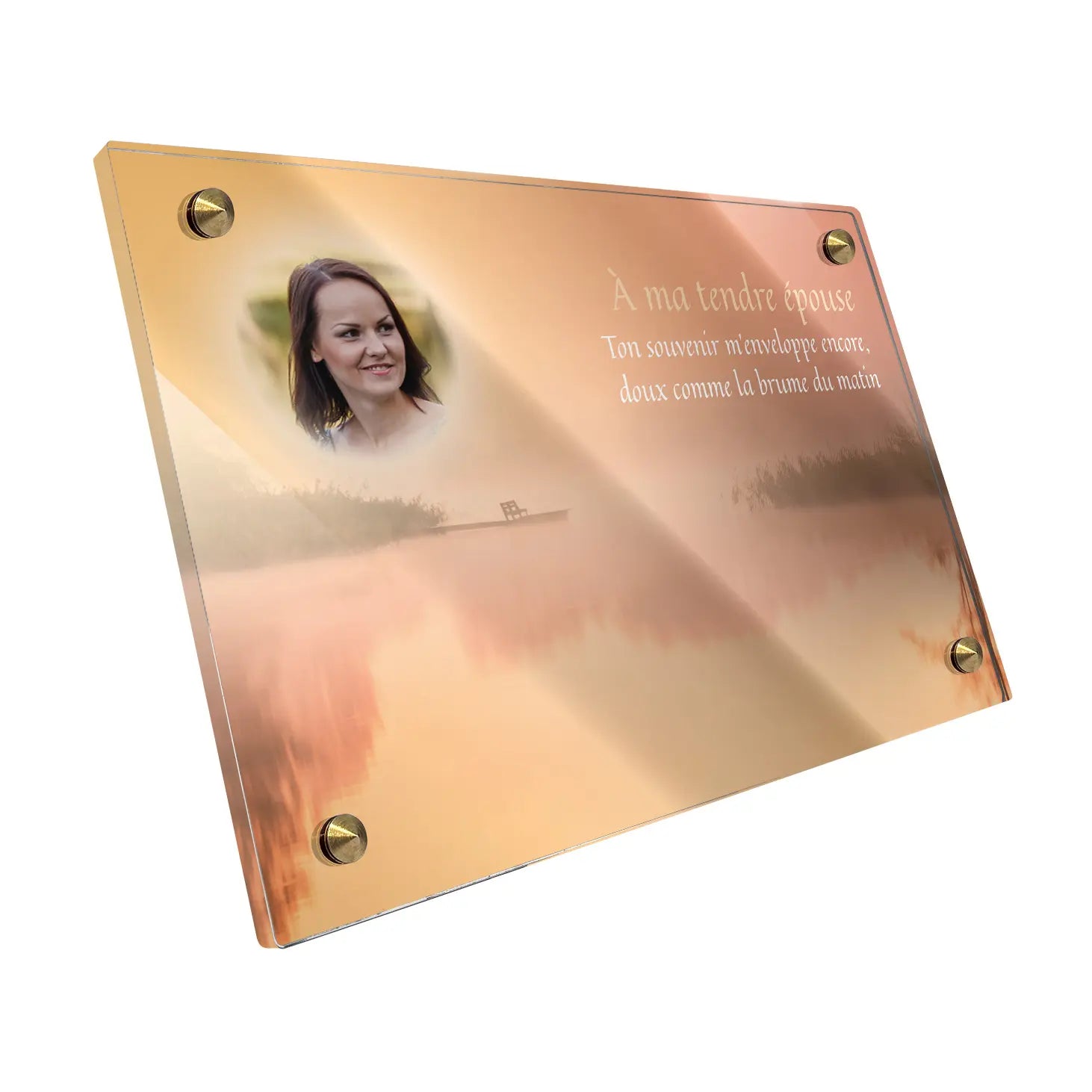 Plaque funéraire Lac - Brumes colorées