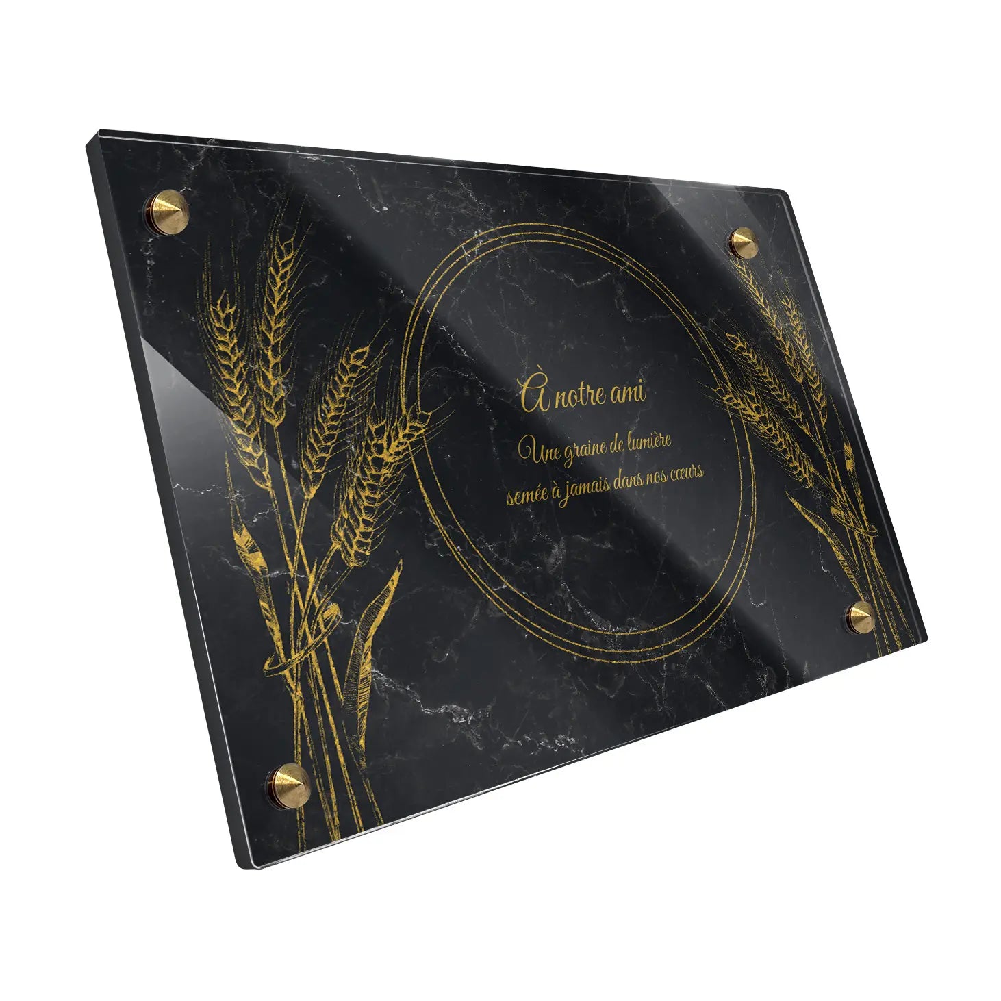 Plaque funéraire Épis de blé - Marbre Noir