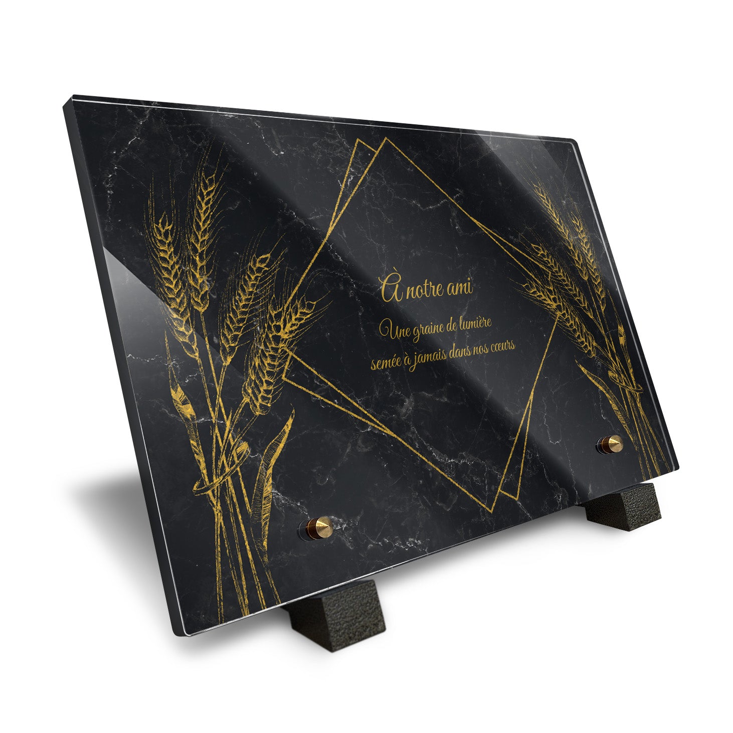 Plaque funéraire Épis de blé - Marbre Noir