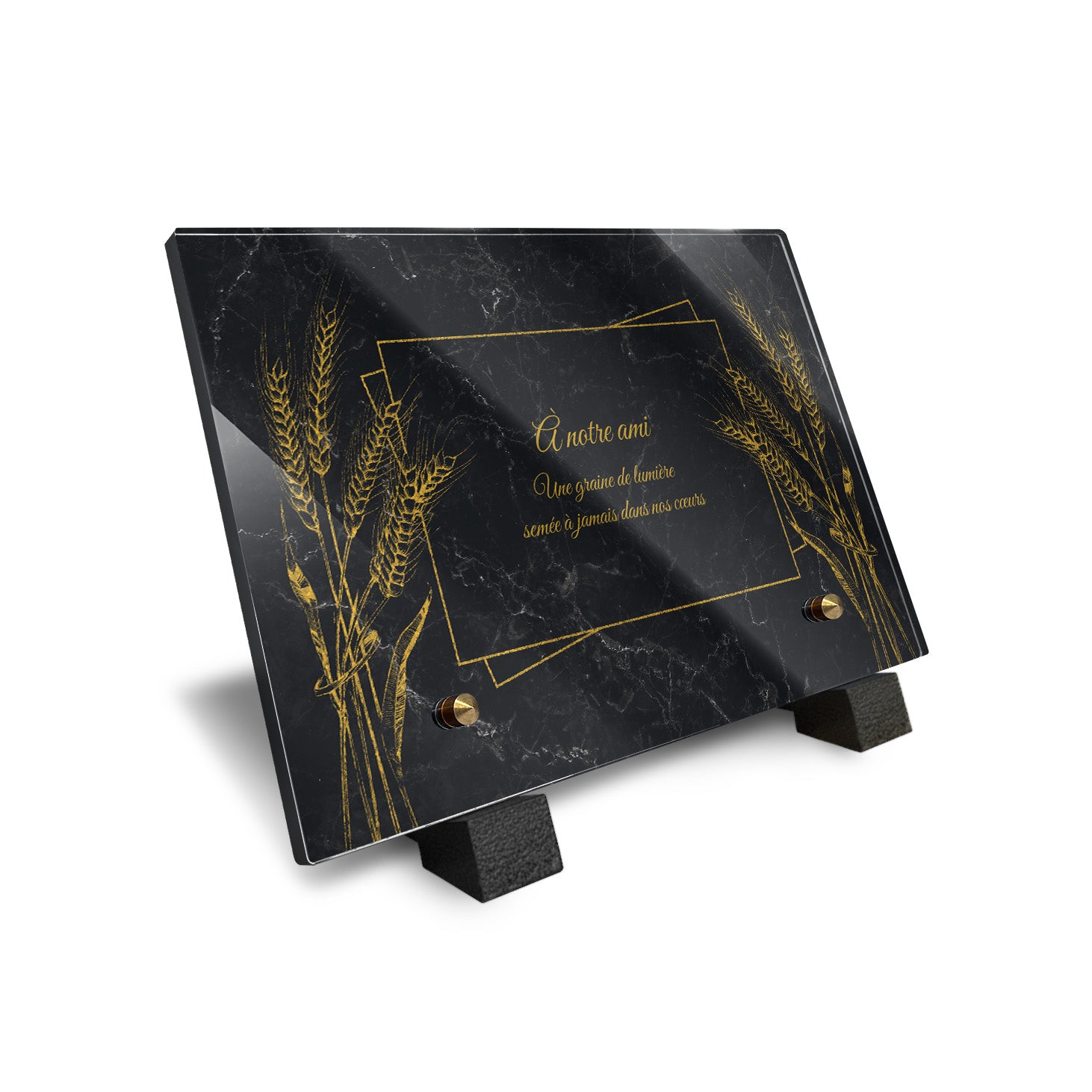 Plaque funéraire Épis de blé - Marbre Noir