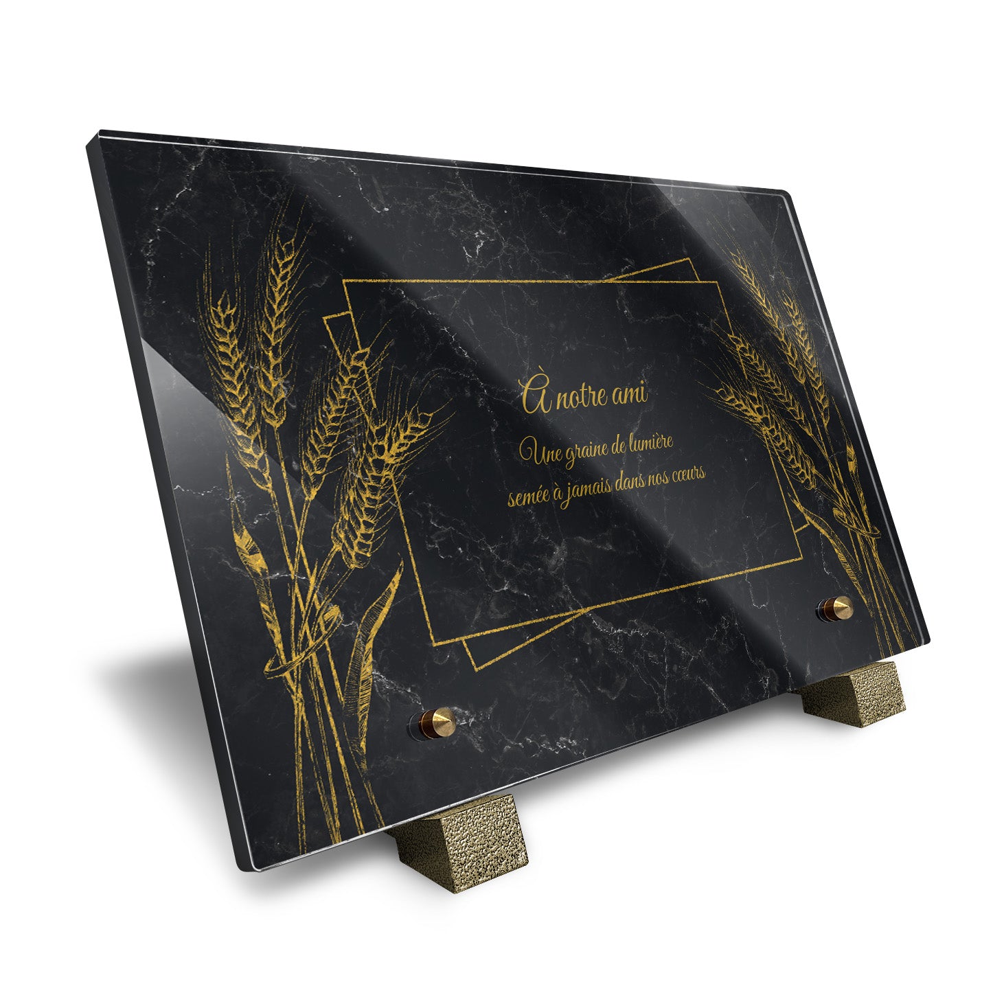 Plaque funéraire Épis de blé - Marbre Noir