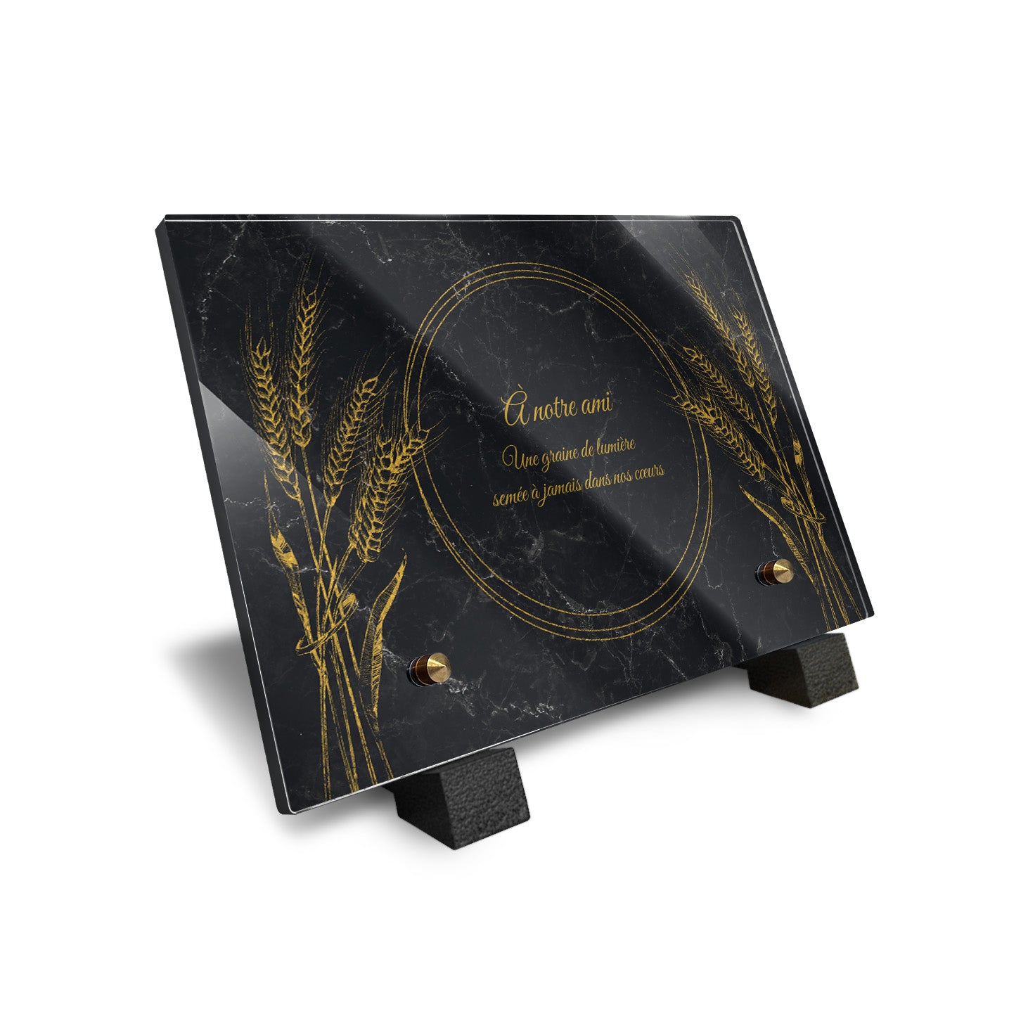 Plaque funéraire Épis de blé - Marbre Noir