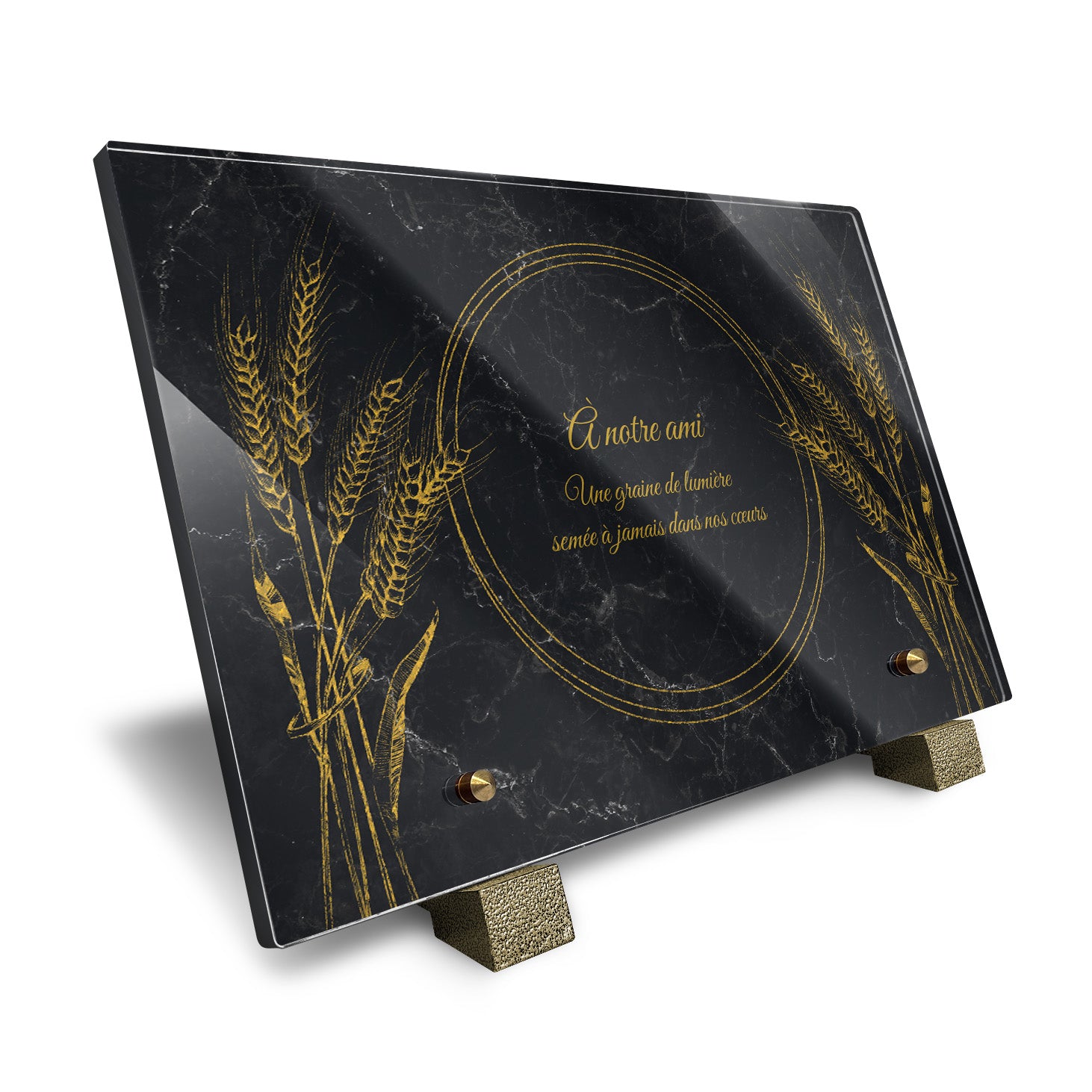 Plaque funéraire Épis de blé - Marbre Noir