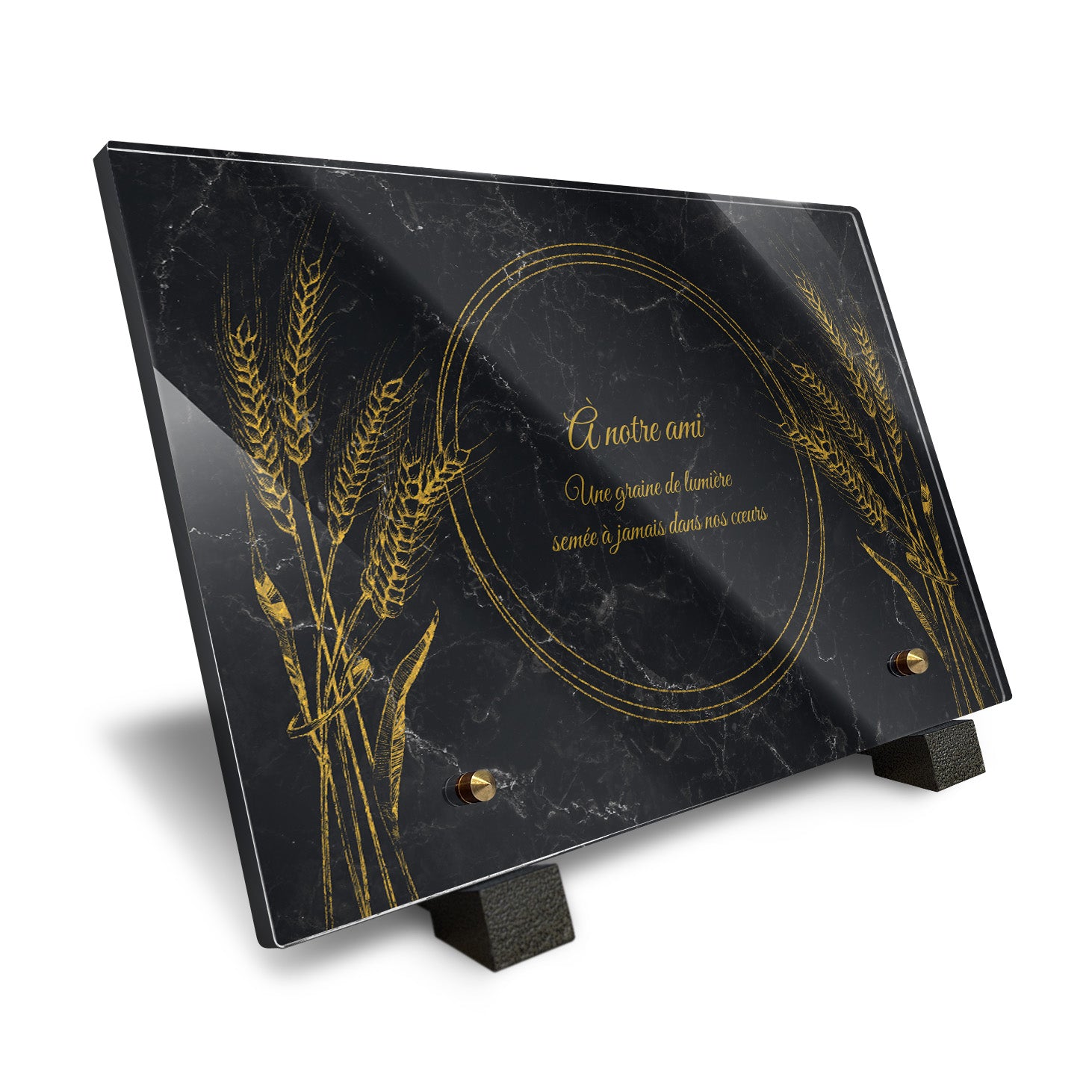 Plaque funéraire Épis de blé - Marbre Noir