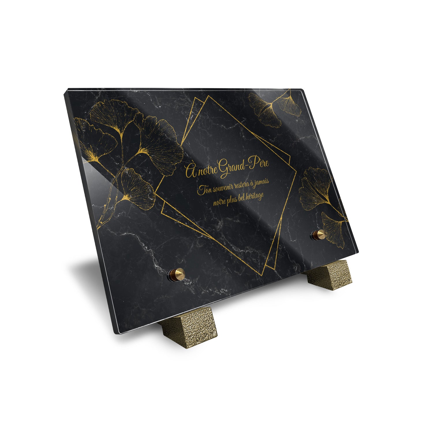 Plaque funéraire Ginkgo - Marbre Noir