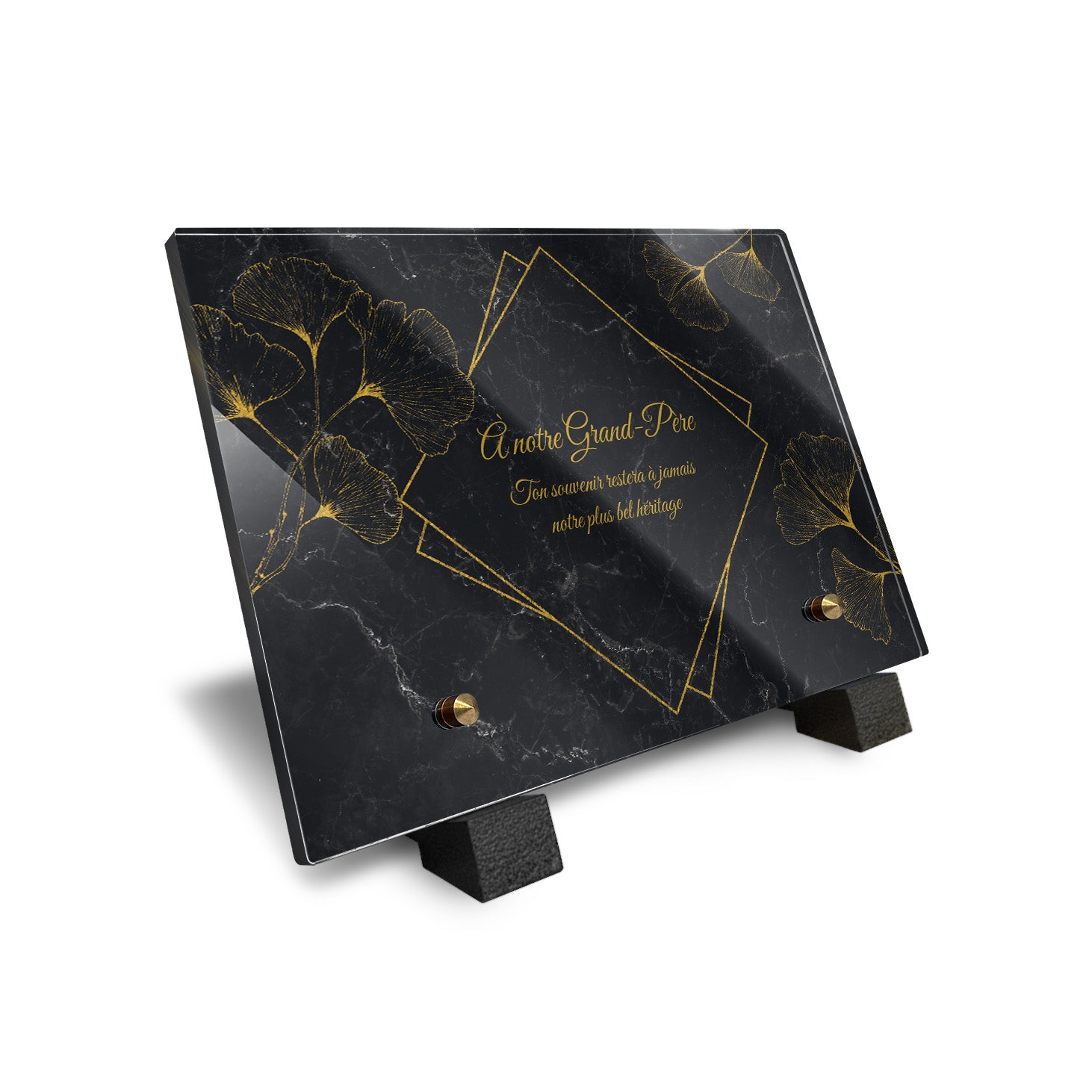 Plaque funéraire Ginkgo - Marbre Noir