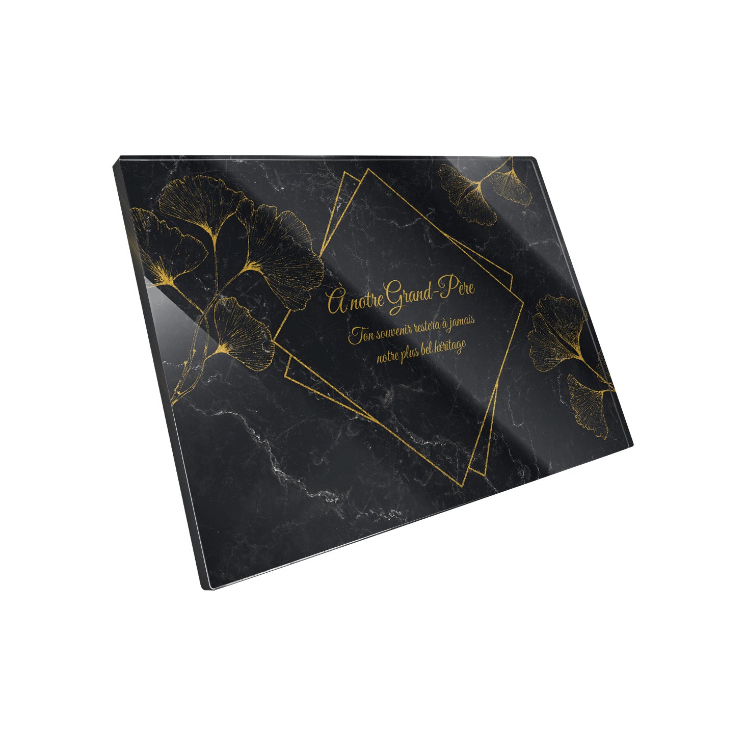 Plaque funéraire Ginkgo - Marbre Noir
