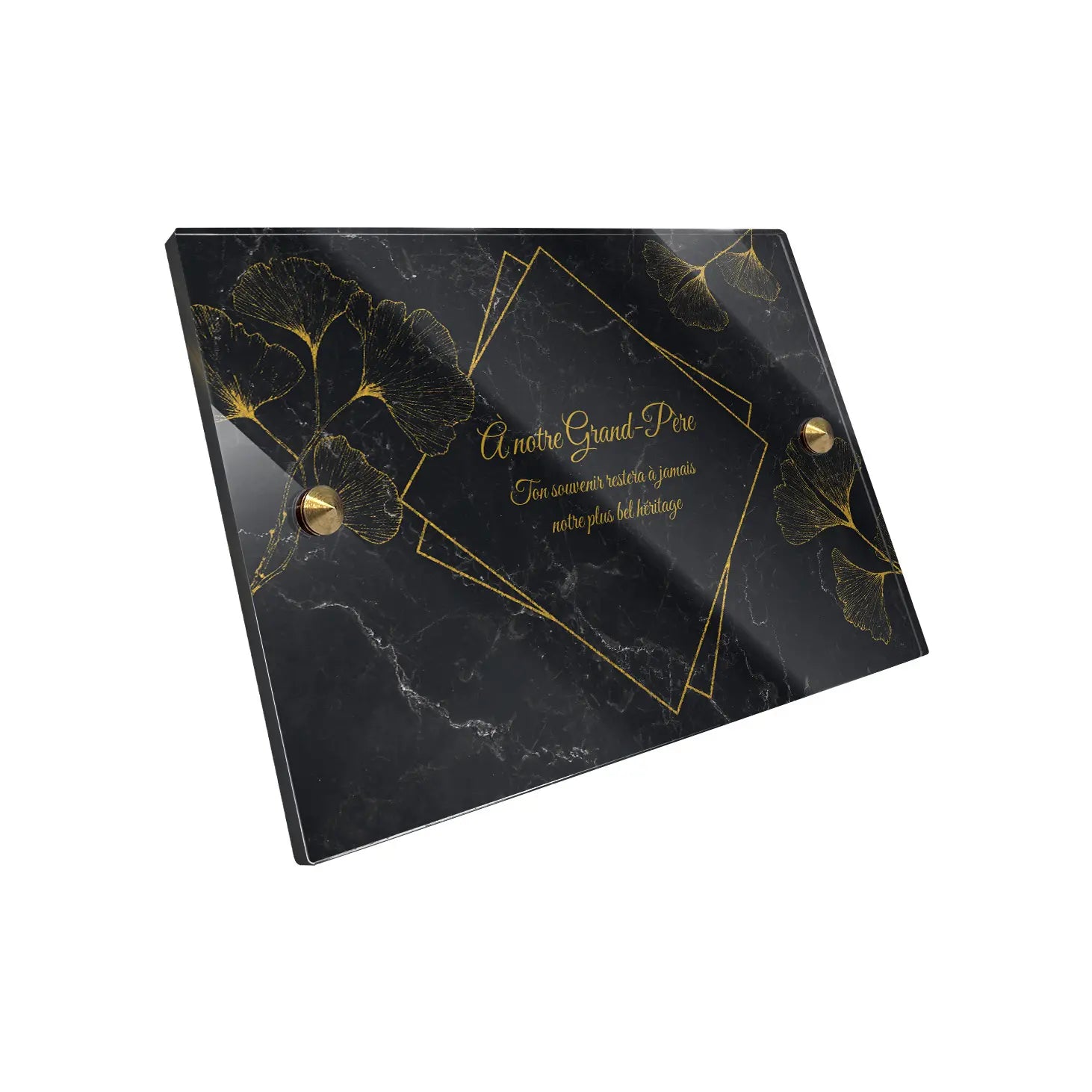 Plaque funéraire Ginkgo - Marbre Noir