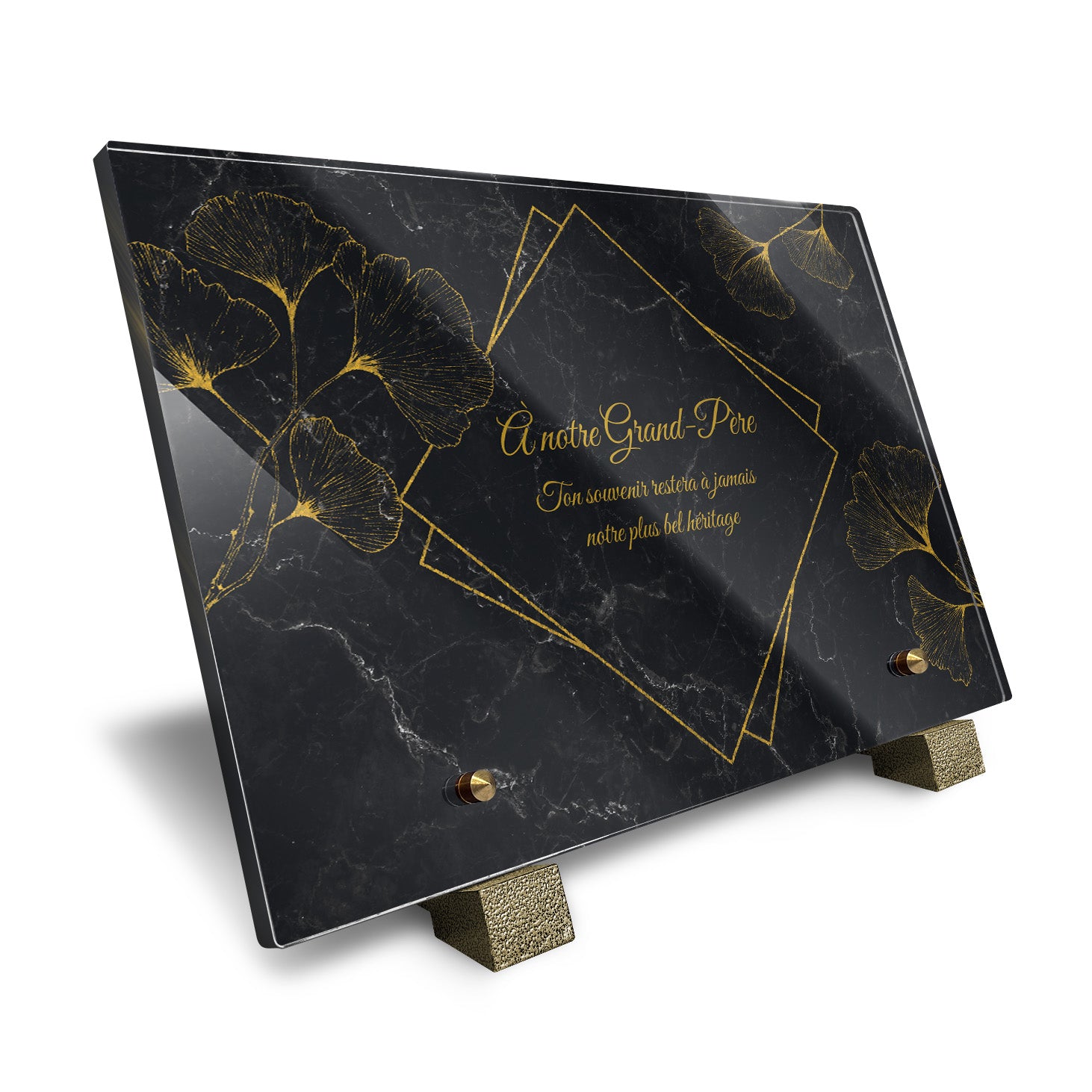 Plaque funéraire Ginkgo - Marbre Noir