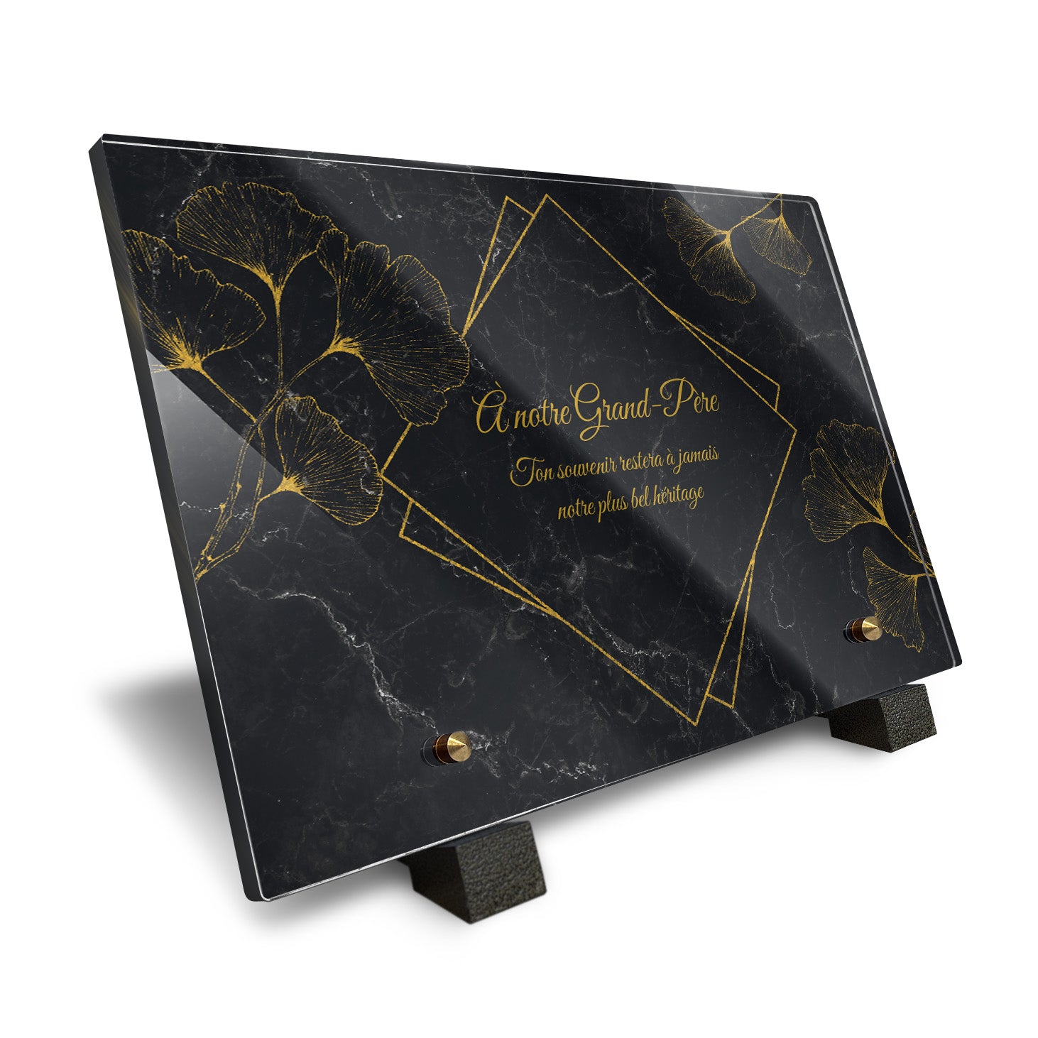 Plaque funéraire Ginkgo - Marbre Noir