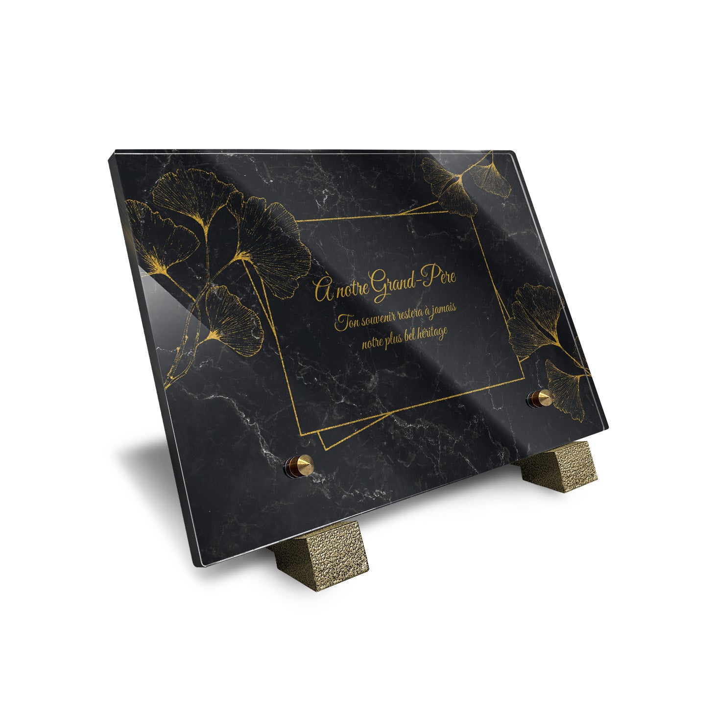 Plaque funéraire Ginkgo - Marbre Noir
