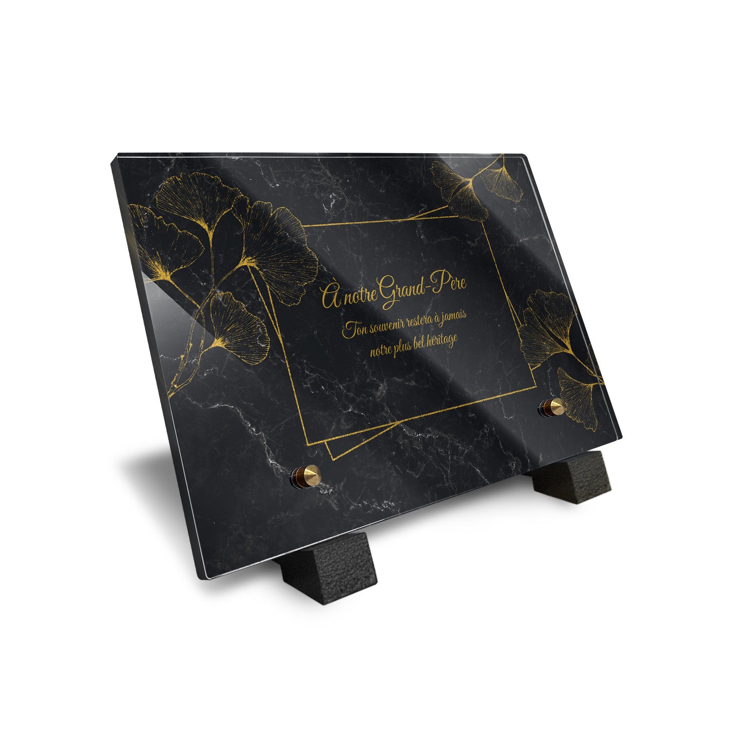 Plaque funéraire Ginkgo - Marbre Noir