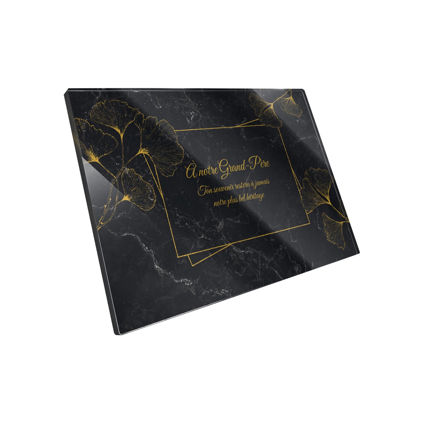 Plaque funéraire Ginkgo - Marbre Noir