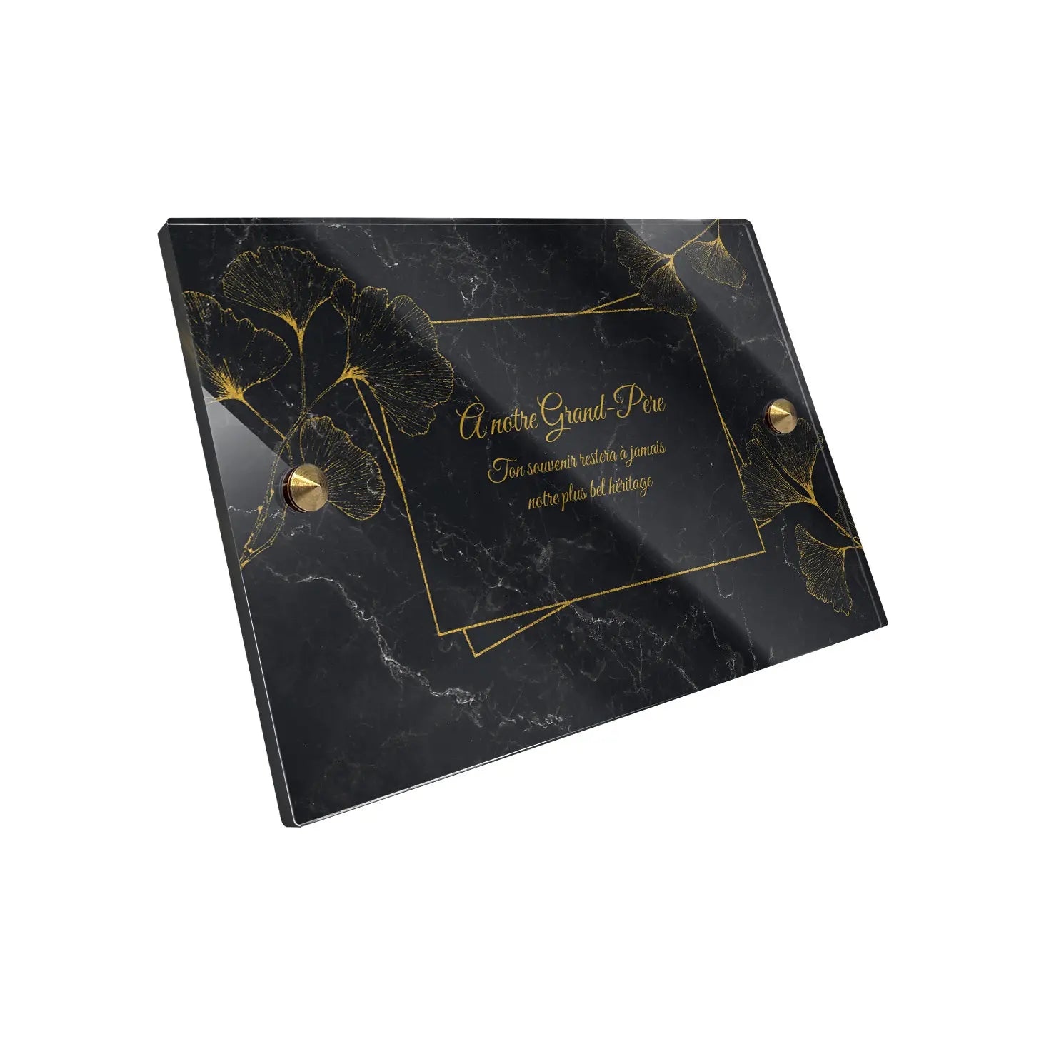 Plaque funéraire Ginkgo - Marbre Noir