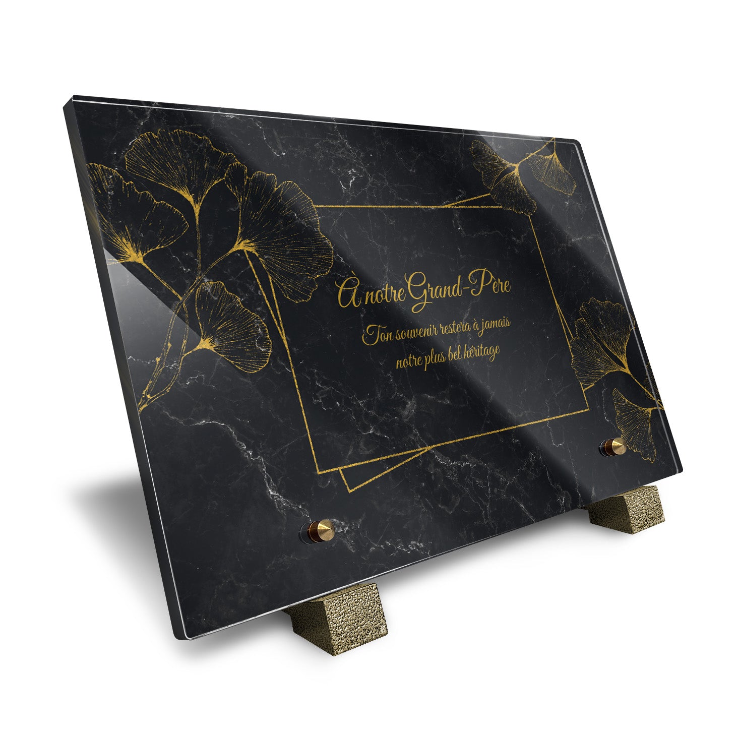 Plaque funéraire Ginkgo - Marbre Noir