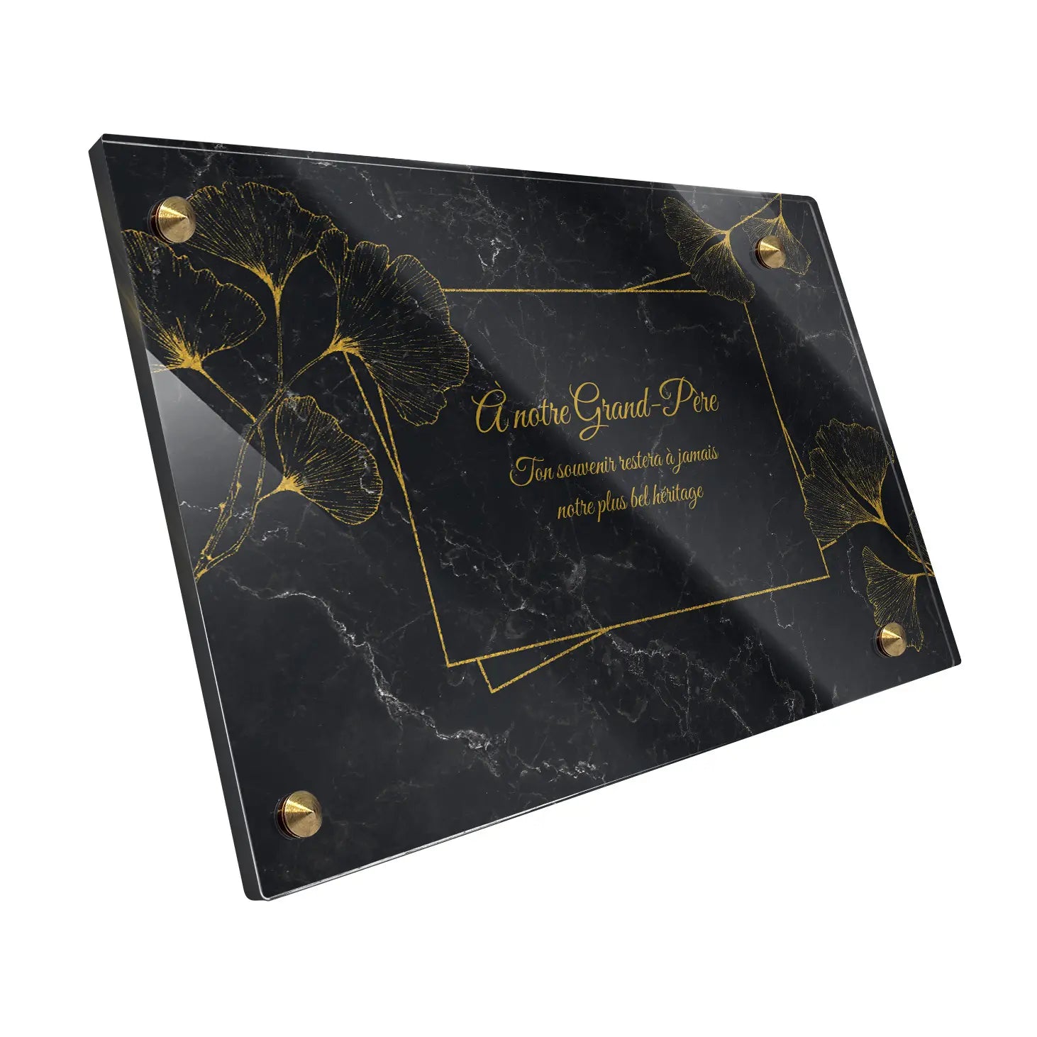 Plaque funéraire Ginkgo - Marbre Noir