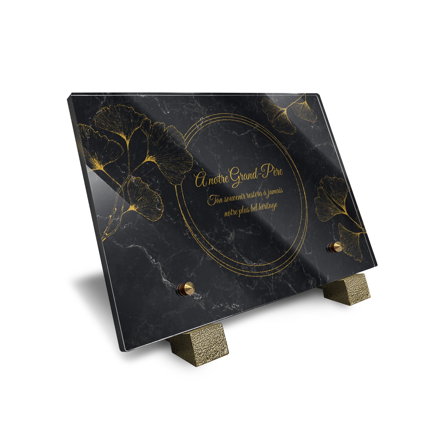 Plaque funéraire Ginkgo - Marbre Noir