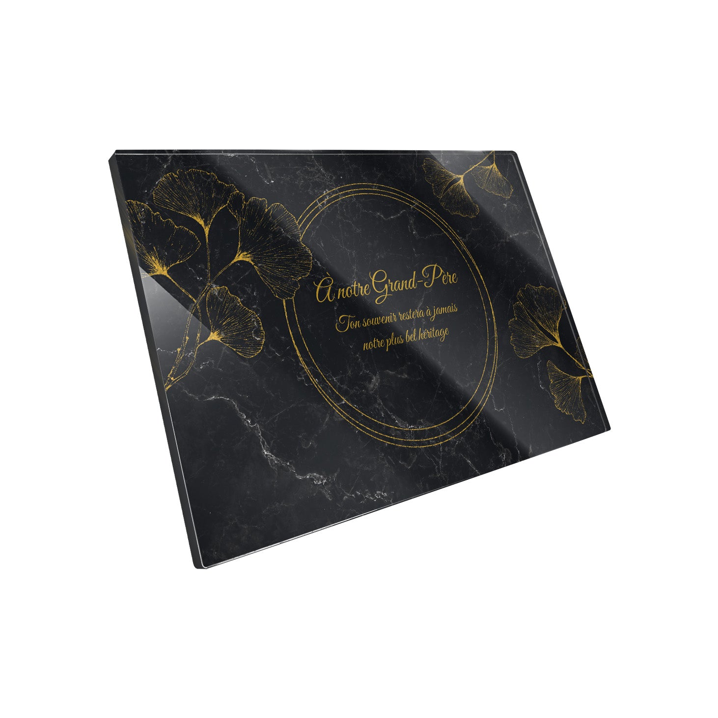 Plaque funéraire Ginkgo - Marbre Noir