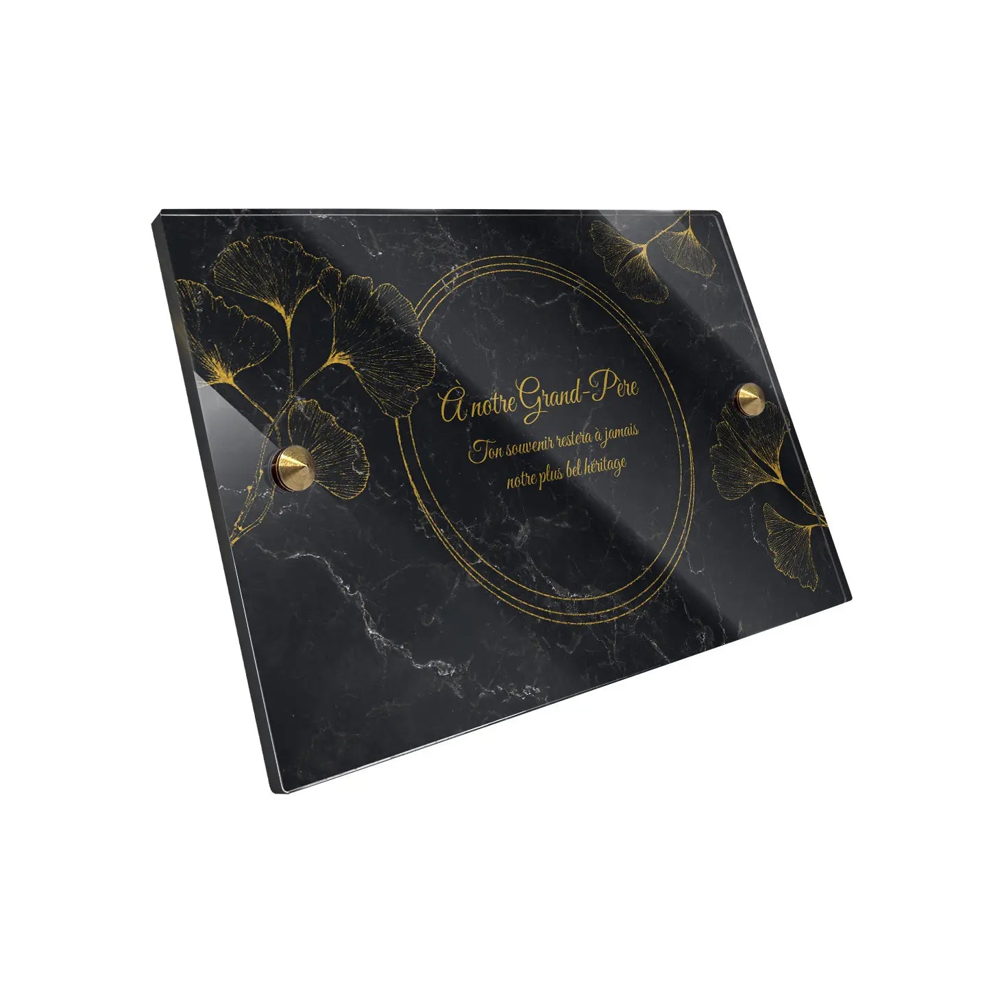 Plaque funéraire Ginkgo - Marbre Noir