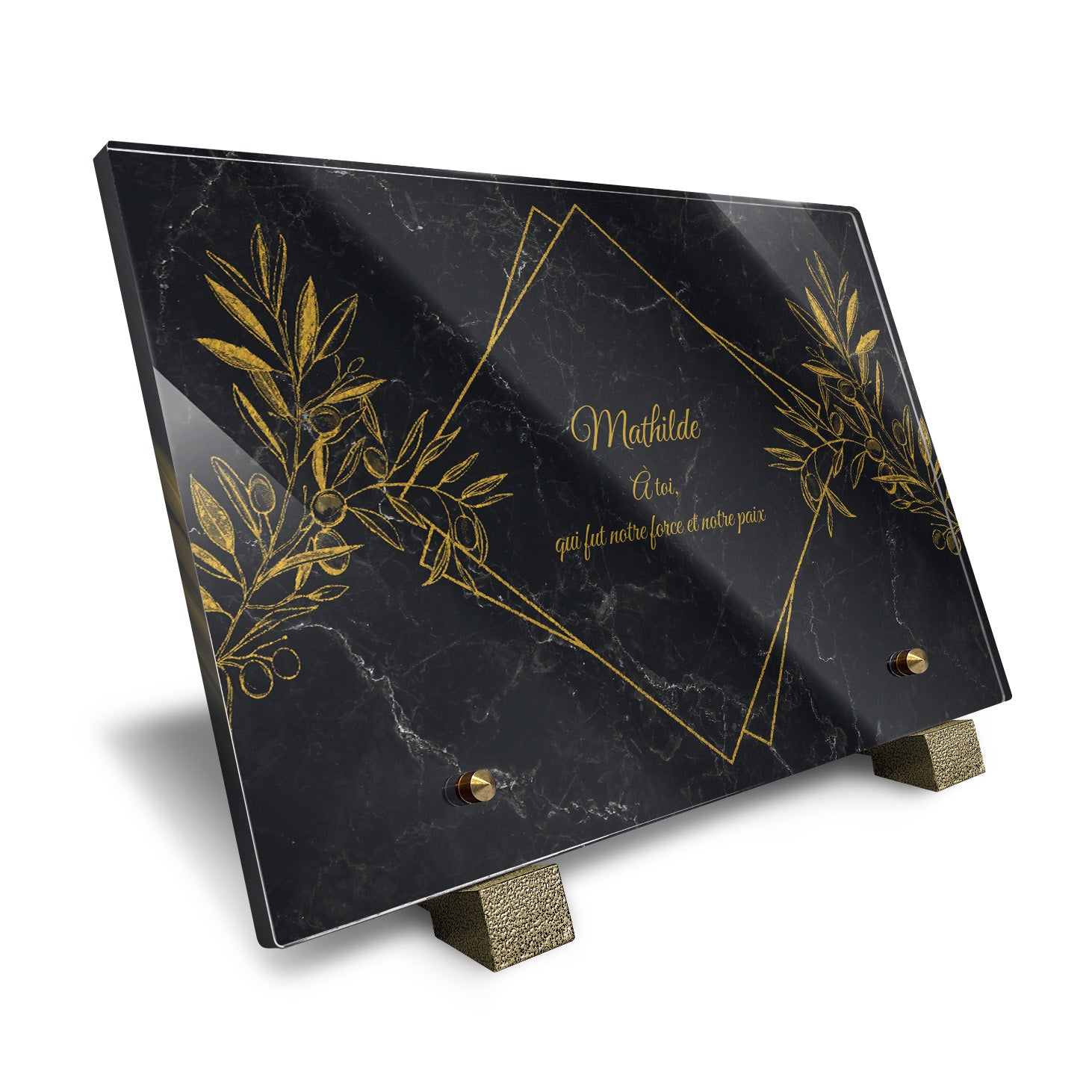 Plaque funéraire Olivier - Marbre Noir
