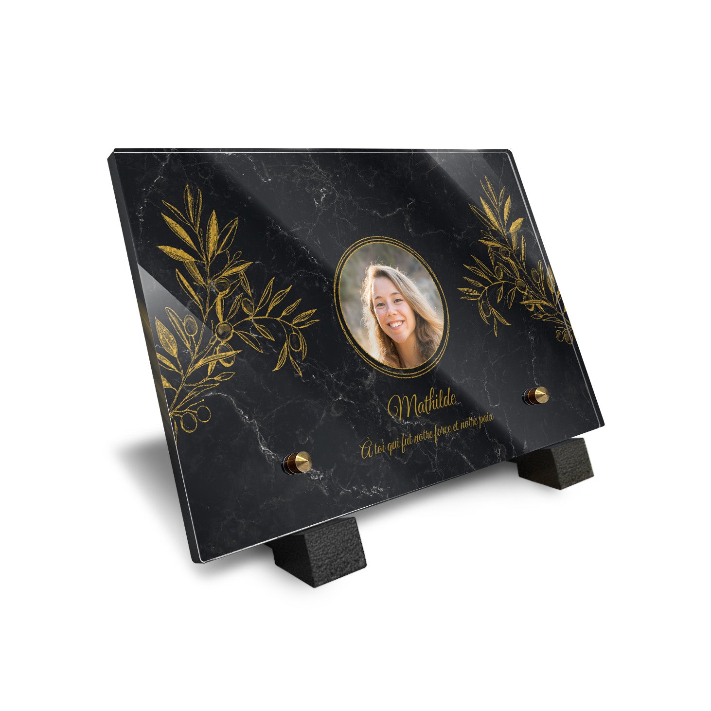 Plaque funéraire Olivier - Marbre Noir