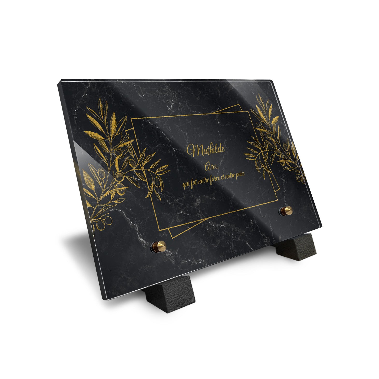 Plaque funéraire Olivier - Marbre Noir