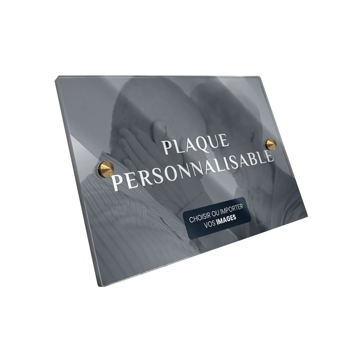 Plaque funéraire personnalisabe Mémostra avec caches vis 21x14 cm