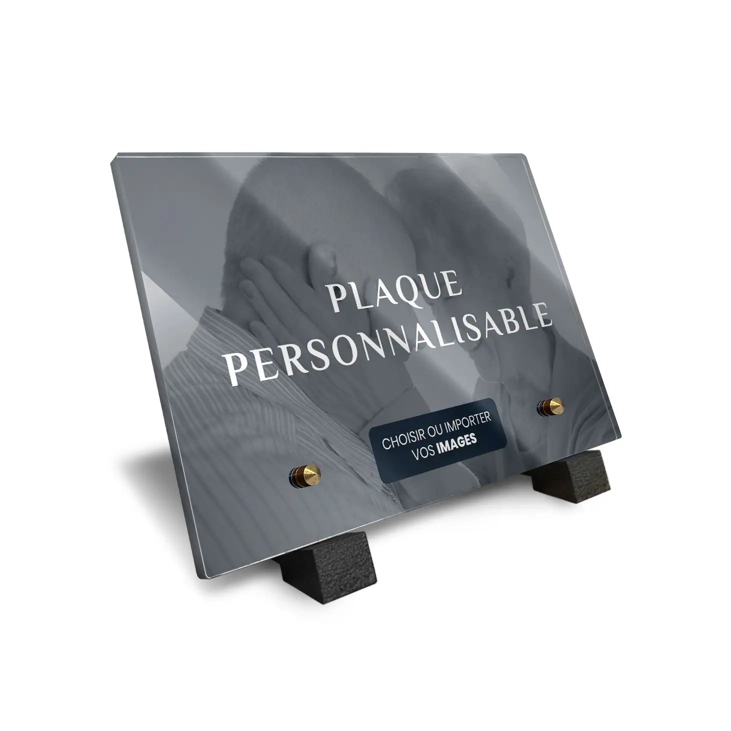 Plaque funéraire personnalisabe Mémostra avec pieds noirs 21x14 cm