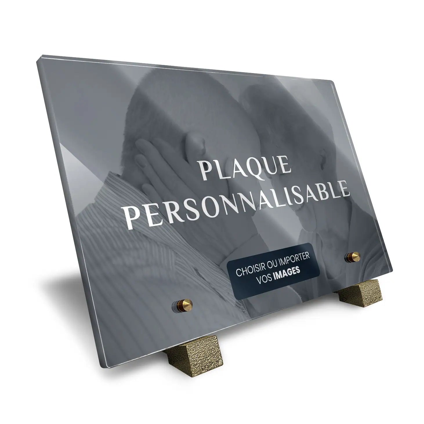 Plaque funéraire personnalisabe Mémostra avec pieds bronze 30x20 cm