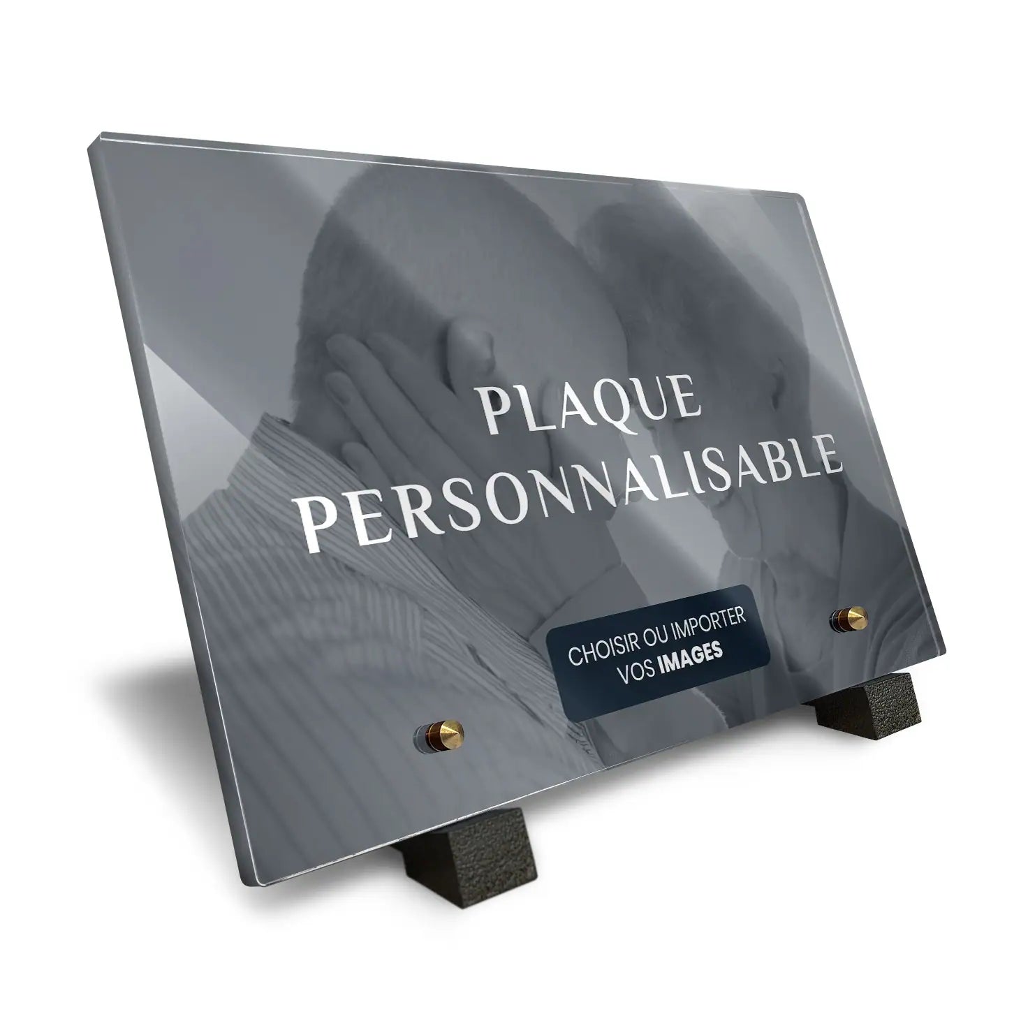 Plaque funéraire personnalisabe Mémostra avec pieds noirs 30x20 cm